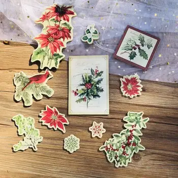 11 ADET Noel çiçekler Çıkartmalar El Sanatları Ve Scrapbooking çıkartmaları kitap Öğrenci etiket Dekoratif sticker DIY Kırtasiye