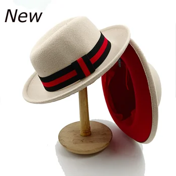 Erkek Kıvrılmış fötr şapka Şapka Sonbahar Kış Caz Kap dokulu şapka Moda Yumru Üst İki ton Tüy fötr şapka kadın Tek Renkli şapka