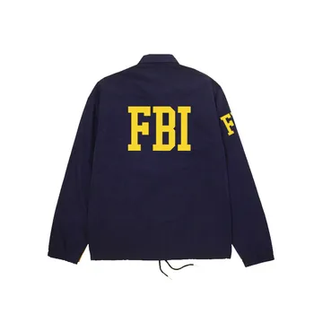 Tek göğüslü Erkek kadın FBI Kısa Trençkot Unisex Uzun Kollu kimlik Federal ajan pamuklu ceket Bahar Kış üst