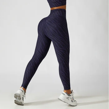Dikişsiz Yüksek Bel Yoga Pantolon Tayt Spor Egzersiz Çabuk Kuruyan Spor Tayt Kamuflaj Göbek kaldırma Kalça fitness pantolonları Kadın