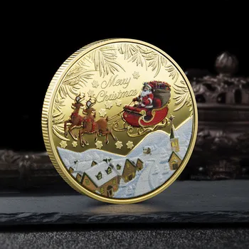 Isteyen Sikke Merry Christmas Koleksiyon Gümüş Altın Kaplama Hatıra Sikke Noel Baba Desen Koleksiyonu Sanat hatıra parası