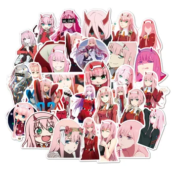 10/30/50 ADET Anime SEVGİLİM FRANXX içinde Sevimli 02 Etiket Bagaj Dizüstü iPad Kaykay Dizüstü PVC Etiket Toptan