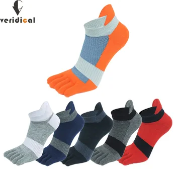 5 Pairs Beş Parmak Ayak Bileği spor çoraplar Pamuk Erkek Çizgili Örgü Nefes Şekillendirme Anti Sürtünme No Show Çorap Ayak Parmakları İle EUR39-46
