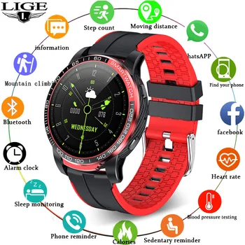 LIGE Yeni Bluetooth çağrı akıllı saat Kadın Telefonu Su Geçirmez spor spor takip saati Hava Ekran Sağlık smartwatch Erkekler