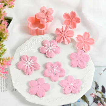 5 adet / takım Sakura kurabiye kalıbı Damga Pembe Kiraz Çiçeği Bisküvi Kalıp DIY Çiçek Fondan Kek Kalıbı Mutfak Pişirme Araçları 75z