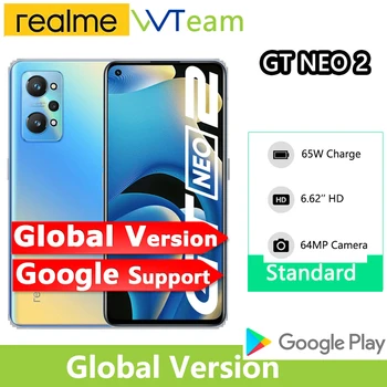 Küresel Sürüm realme için GT NEO 2 Smartphone 12GB 256GB Snapdragon 870 5G 120Hz AMOLED 65W Şarj 5000mAh 64MP Kamera Cep Telefonu