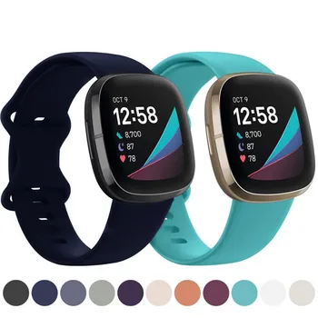 Klasik Snap-on Tasarım Silikon Watchband Fitbit Versa için 3 Su Geçirmez akıllı saat kordonu için Yedek Kayış Fitbit Sense