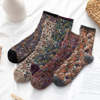 Yeni Avrupa Saray Tarzı kadın Çorap Retro Kabarcık Üç Boyutlu Çiçek Kazık Çorap Tatlı Çorap Kadın Gümüş Soğan Pamuk