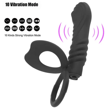Çift Penetrasyon Anal Plug kurşun vibratör Dick Penis Üzerinde Kayış Seks çiftler için oyuncaklar Yapay Penis Butt Plug Vibratör Askısı Vajina Fiş