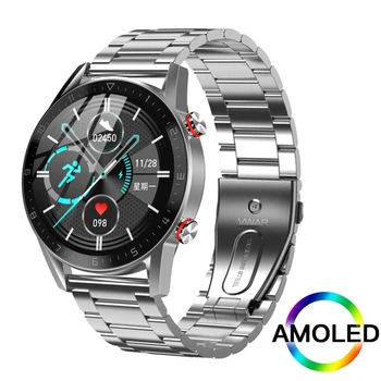 AMOLED Ekran akıllı saat Erkekler Bluetooth Çağrı Smartwatch Tam Dokunmatik 4G Bellek TWS Müzik Spor İzci Saat IOS Android için