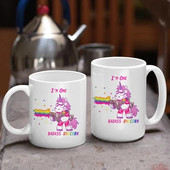 15oz Büyük Ben Bir Badass Unicorn Kahve Kupa Komik Yaratıcı Süt çay bardağı 11oz Seyahat Kupa Arkadaşlar doğum günü hediyesi Dropshipping