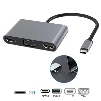 USB C Çift HDMI Uyumlu VGA, USB C Hub Yerleştirme İstasyonu Çift Monitör Dell XPS HP Elitebook Lenovo Acer Chromebook Asus