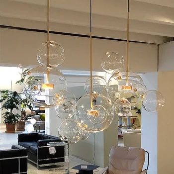 Modern Şeffaf cam küre Kabarcık LED sarkıt aydınlatma Oturma Odası Mutfak Yemek Odası İç dekorasyon ışıklandırma