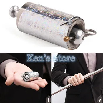 Ücretsiz Kargo Görünen Cane Metal Gümüş Sihirli Sopa Değnek Sihirli Hileler Kadar Yakın Illusion Ipek Değnek Sihirli Sahne Çocuk En Iyi hediye