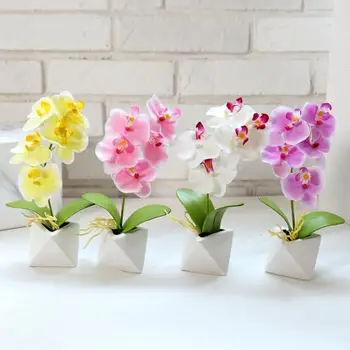 Ipek Kelebek Orkide Seramik Bonsai yapay çiçekler Yaprakları ile vazo seti Ev Dekor Düğün Dekorasyon Saksı Bitkileri