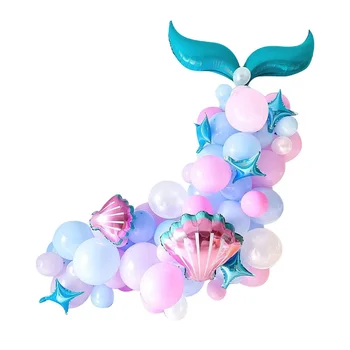 87 adet Denizkızı Kuyruğu Balonlar Kabuk Yıldız Balon Mermaid Doğum Günü Partisi Dekorasyon Çocuklar Mermaid Düğün DIY Kaynağı