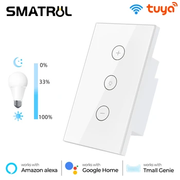 SMATRUL Tuya WiFi Dokunmatik Dimmer Anahtarı led ışık Duvar Kablosuz Uzaktan Kumanda ABD 220V 110V Akıllı Yaşam APP Alexa Google Ev Üzerinde