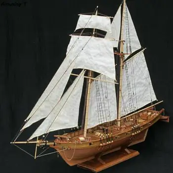 1 Takım 1: 100 Halcon Ahşap Yelkenli Tekne Modeli DIY Kiti Gemi Montaj Dekorasyon Hediye