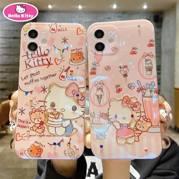 Hello Kitty Glitter Yaratıcı 13promax Cep Telefonu Kılıfı için iPhone 13 12 11 Yumuşak Kılıflar Her Şey Dahil Yumuşak Kabuk için Huawei P30