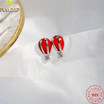 925 Ayar Gümüş Sıcak Hava Balonu Zirkon Saplama Küpe Kadınlar İçin Zarif Kadın Moda Güzel Takı Yaz Yeni Varış