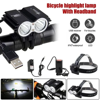 8000 Lümen T6 LED Bisiklet İşık 4 Modu USB Şarj Ön Gidon Bisiklet Lambası 2 in 1 Bisiklet Far MTB Gece Sürme İşık