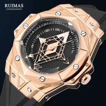 RUIMAS erkek Spor Saatler Moda Lüks Gül altın kuvars saat Erkekler için Silikon Kayış Su Geçirmez Kol Saati Relogio Reloj