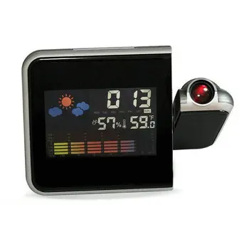 Renkli LED Dijital Projeksiyon çalar saat Sıcaklık Termometre Nem Higrometre Masa Saati Projektör Saati