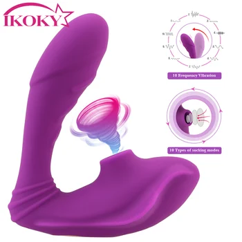 IKOKY Emme Vibratör Klitoris Vajina G noktası Stimülasyon bayanlara Seks Oyuncakları Vajina Çift Titreşim 10 Hız Meme Enayi