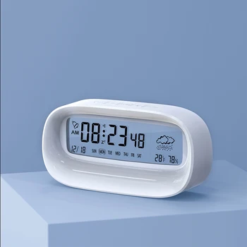 Yeni Basit LCD Şeffaf Çok Fonksiyonlu çalar saat Hava Sıcaklık Ve Nem Countdwn Zamanlayıcı Masaüstü Süs Saat