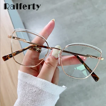 Ralferty Büyük Seksi Gözlük Çerçevesi Kadınlar için Kadın Sınıf Gözlük Reçete Gözlük Bahar Menteşe Metal oculos de grau feminino