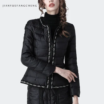 Moda Siyah Ince Kısa şişme ceket kadınlar Sıcak Kalınlaşmak Kış Beyaz Ördek Aşağı Kirpi Ceket Hafif Artı Boyutu Kadın Aşağı ceketler