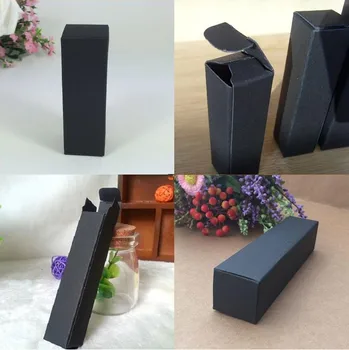 3 * 3 * 12 cm Boş Siyah kağit kutu DIY Ruj Parfüm uçucu yağ Şişesi Saklama Kutuları Küçük Hediye Paketi 200 adet / grup