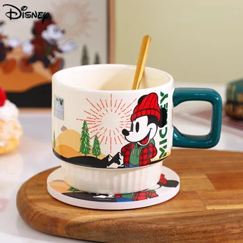 Disney Mickey Mouse Vintage Kupalar Sevimli Karikatür Donald Ördek Kahve Fincanı Seramik Kahve kupa seti Kawaii Fincan Süt Hediye Kutuları