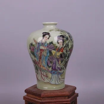 Qing Tongzhi pastel pheonix ve antik güzellik antika taklit porselen Jingdezhen ekran koleksiyonu