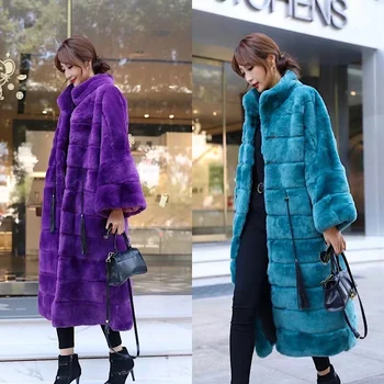 2021 Yeni Lüks Rex Tavşan Saç Kürk Kapşonlu Palto Kadınlar Kış sıcak Giyim yüksek kalite hakiki Kürk Kalın Kürk Ceket
