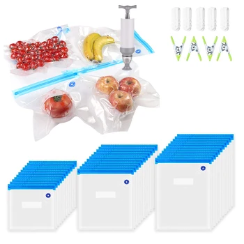 10 ADET vakumlu saklama torbaları sebze ve meyve İçin Taze Tutmak Çanta, El Pompası Ve Ücretsiz Sızdırmazlık Klipleri mutfak düzenleyici
