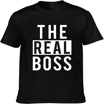 CLOOCL Erkekler / Kadınlar 100 % Yumuşak pamuklu tişört GERÇEK PATRON Desen T-shirt Siyah Pamuk Tee erkek gömleği Kısa Kollu Streetwear