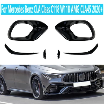 Mercedes Benz CLA Sınıfı için C118 W118 AMG CLA45 2020 2021 + Araba Aksesuarları Ön tampon altı spoyler Izgara Sis Lambası Kapağı Trim