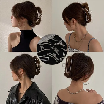 Moda Saç Pençeleri Kadınlar İçin Tokalar Metal Geometrik Saç Yengeç Tokalarım saç aksesuarları Vintage Şapkalar Saç Klipleri Takı