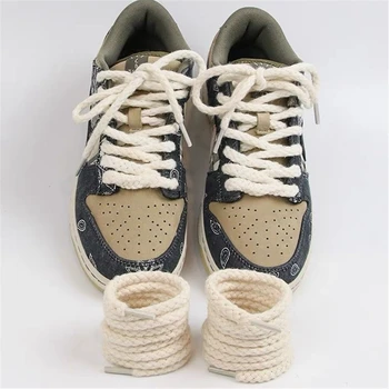 Yeni Keten Pamuk Ayakabı 7mm Kalın Yuvarlak Ayakkabı Bağı Ayakkabı Bağcıkları Ayakkabı Çizme Ayakkabı bağcıkları 100/120/140/160/180CM Shoestrings