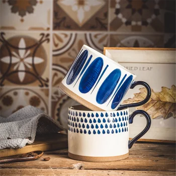 Japon Tarzı Seramik Kupalar Yaratıcı El-boyalı Kahve Fincanları Ev Ofis Kahve Dükkanı Parti Çay Süt Kolu Drinkware