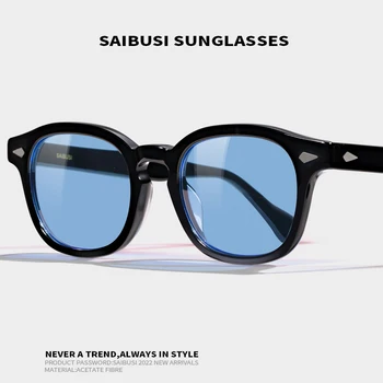 Renkli güneş gözlüğü erkekler kadınlar vintage asetat kare gözlük anti-UV400 sürüş açık güneş gözlüğü