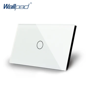 1 Gang 2 Yollu ABD / AU Standart Wallpad Çift Kontrol Dokunmatik Anahtarı Dokunmatik ekran ışık anahtarı Beyaz Kristal Cam Panel Merdiven Anahtarı