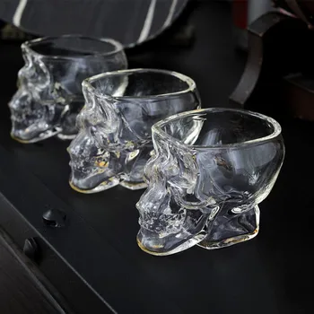 1/2/6 Adet Kafatası Espresso Kahve cam kupa Kupa İskelet Viski Bar şarap bardakları Şeffaf Votka Shot şarap bardağı Yenilik Barware