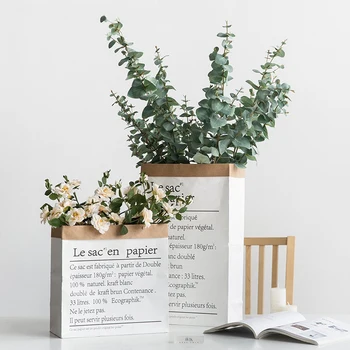 Oturma Odası Dekor Çok Kraft Kağıt Bitki Vazo Masaüstü Saksı Düğün Dekor Ev Dekorasyon Sahte Bitkiler Depolama Aksesuarları