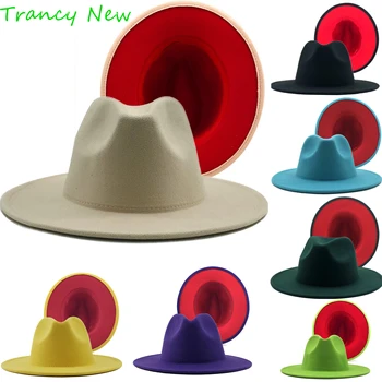 bej kırmızı fedora geniş şapka Panama dokulu şapka erkek caz şapka kilise üst kapağı ingiliz kadın fedoras şapkalar erkekler için гльпаченская