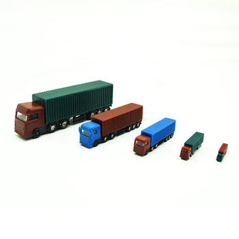 Çok renkli Kamyon Modeli Konteyner Çok oranı 5 adet Kamyon Oyuncak Mini Kum Masa Düzeni Manzara Diorama Tren ABS Plastik Bu