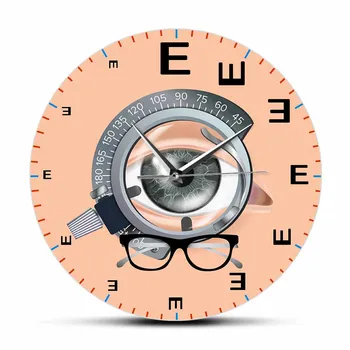 Tıbbi Göz Grafik Test Sınavı Inspired duvar saati Doktor Kliniği Ofis Görüş Kontrol Optometri Dekoratif Saat Optometrist Hediye