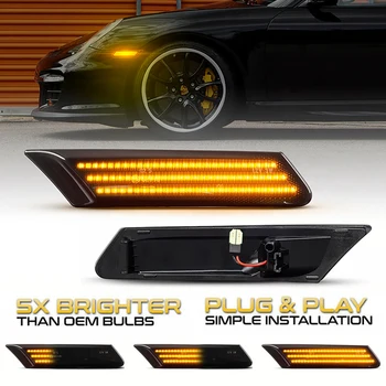 2 Adet LED Dinamik Yan İşaretleyici Dönüş sinyal ışığı Sıralı Flaşör Lambaları Porsche 911 997 Carrera GT2 GT3 Boxster Cayman 987