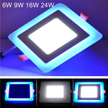 Çift Renk Beyaz ve Mavi LED Downlight 3 Model on-off kontrol açık renk Gömme tavan paneli ışığı kapalı ışık 110V 220V
